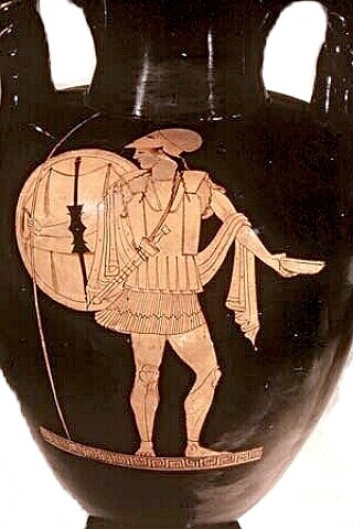 A Spartan Warrior as depicted on an ancient Greek vase